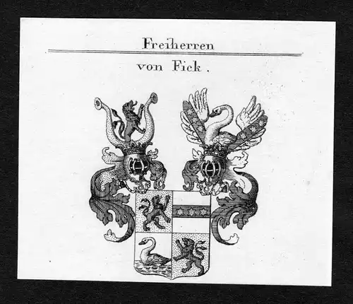 Von Fick - Fick Wappen Adel coat of arms Kupferstich  heraldry Heraldik