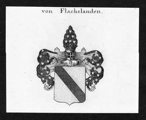 Von Flachslanden - Flachslanden Flaxlanden Wappen Adel coat of arms Kupferstich  heraldry Heraldik