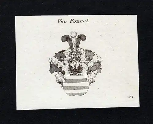 Von Poncet - Poncet Wappen Adel coat of arms Kupferstich  heraldry Heraldik