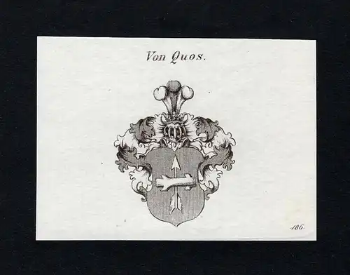 Von Quos - Quos Wappen Adel coat of arms Kupferstich  heraldry Heraldik