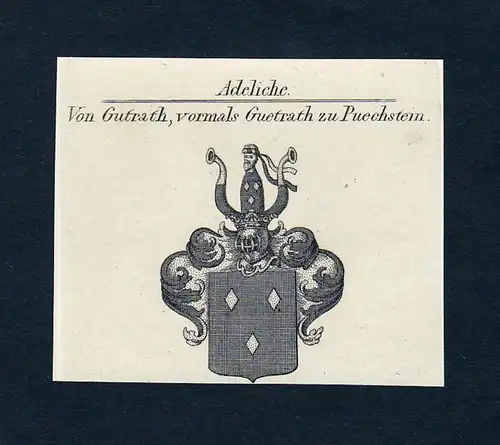 Von Gutrath, vormals Guetrath zu Puechstein - Gutrath zu Puechstein Wappen Adel coat of arms Kupferstich  hera