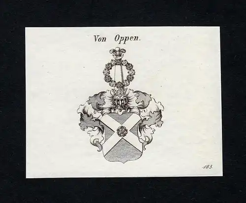 Von Oppen - Oppen Wappen Adel coat of arms Kupferstich  heraldry Heraldik