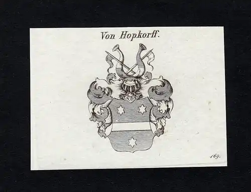 Von Hopkorff - Hopkorff Wappen Adel coat of arms Kupferstich  heraldry Heraldik