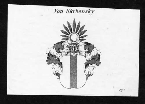 Von Skrbensky - Skrbensky Wappen Adel coat of arms Kupferstich  heraldry Heraldik
