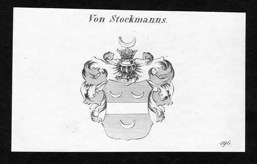 Von Stockmanns - Stockmanns Wappen Adel coat of arms Kupferstich  heraldry Heraldik