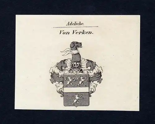 Von Verken - Verken Wappen Adel coat of arms Kupferstich  heraldry Heraldik