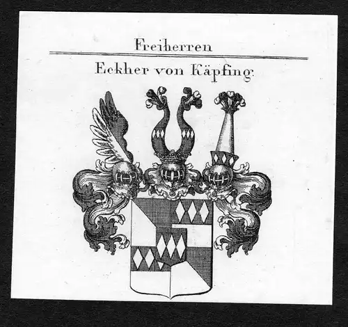 Eckher von Käpfing - Eckher von Kapfing und Liechteneck Wappen Adel coat of arms Kupferstich  heraldry Herald