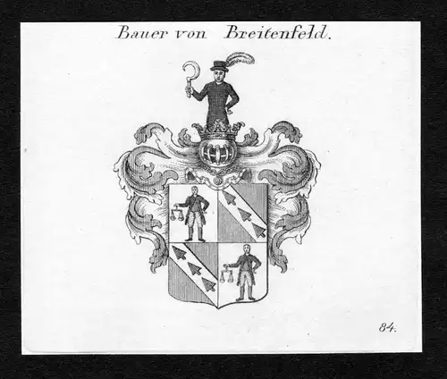 Bauer von Breitenfeld - Bauer von Breitenfeld Wappen Adel coat of arms Kupferstich  heraldry Heraldik