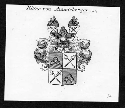 Ritter von Annetsberger - Annetsberger Anetsberger Wappen Adel coat of arms Kupferstich  heraldry Heraldik