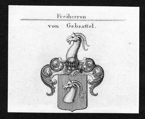 Von Gebsattel - Gebsattel Wappen Adel coat of arms Kupferstich  heraldry Heraldik