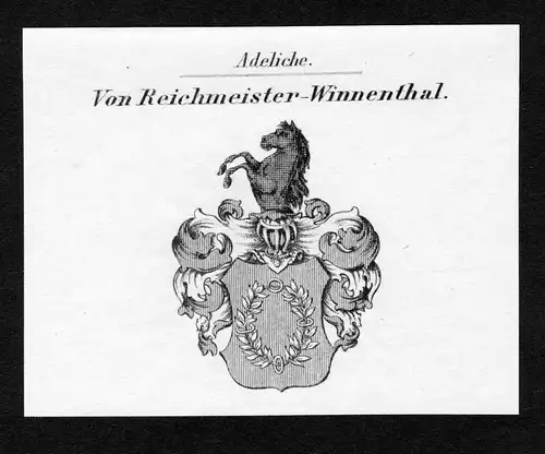 Von Reichmeister-Winnenthal - Reichmeister Winnenthal Wappen Adel coat of arms Kupferstich  heraldry Heraldik