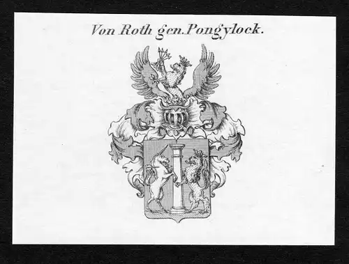 Von Roth gen. Pongylock - Roth genannt Pongylock Wappen Adel coat of arms Kupferstich  heraldry Heraldik