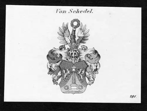 Von Schedel - Schedel Wappen Adel coat of arms Kupferstich  heraldry Heraldik