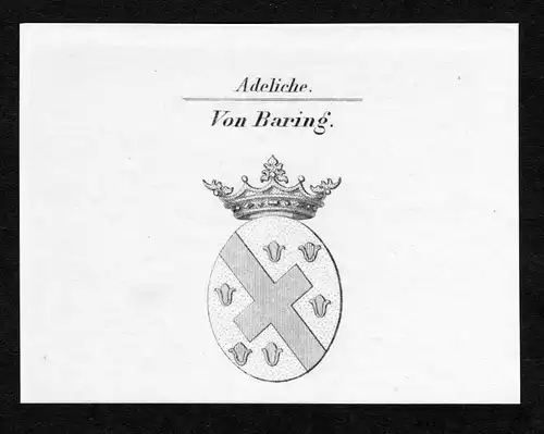 Von Baring - Baring Wappen Adel coat of arms Kupferstich  heraldry Heraldik