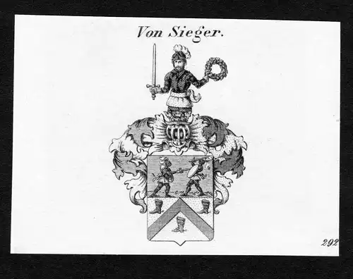 Von Sieger - Sieger Wappen Adel coat of arms Kupferstich  heraldry Heraldik