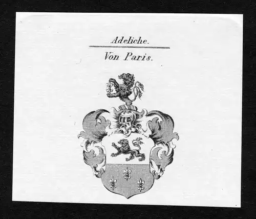 Von Paris - Paris Wappen Adel coat of arms Kupferstich  heraldry Heraldik