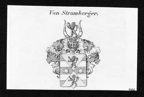 Von Stramberger - Stramberg Stramberger Wappen Adel coat of arms Kupferstich  heraldry Heraldik