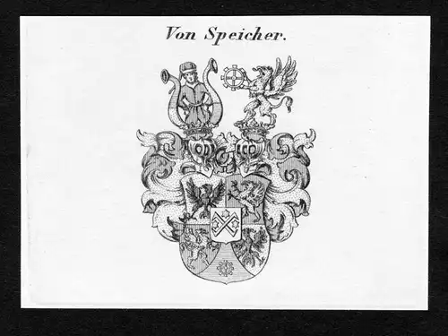 Von Speicher - Speicher Wappen Adel coat of arms Kupferstich  heraldry Heraldik