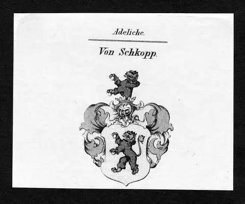 Von Schkopp - Schkopp Wappen Adel coat of arms Kupferstich  heraldry Heraldik
