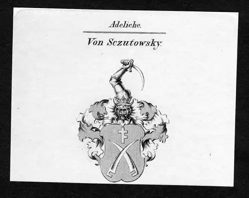 Von Sczutowsky - Sczutowsky Sczutowski Wappen Adel coat of arms Kupferstich  heraldry Heraldik