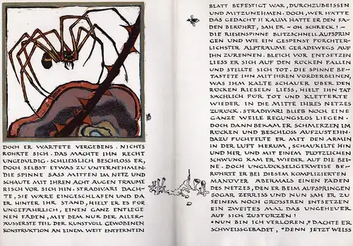 Vierfarben-Holzschnitt von Ninon Soyer für ihre unveröffentlichte Erzählung Dominique und die Geige