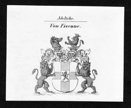 Von Fisenne - Fisenne Wappen Adel coat of arms Kupferstich  heraldry Heraldik