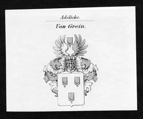 Von Grein - Grein Wappen Adel coat of arms Kupferstich  heraldry Heraldik