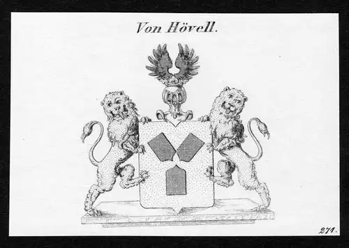 Von Hövell - Hövell Hoevell Wappen Adel coat of arms Kupferstich  heraldry Heraldik