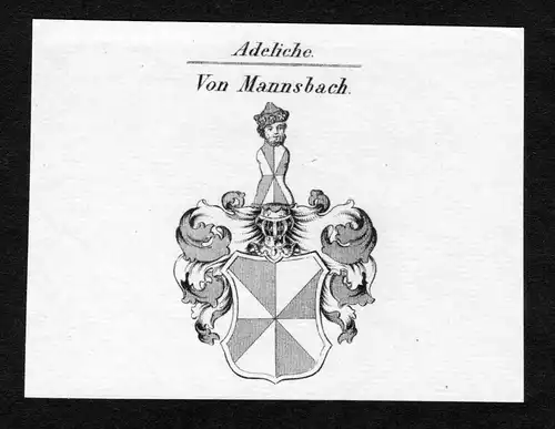 Von Mannsbach - Mannsbach Mansbach Wappen Adel coat of arms Kupferstich  heraldry Heraldik