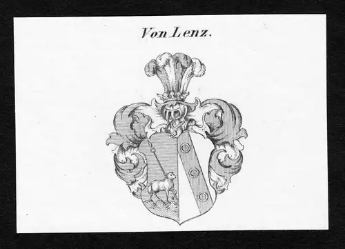 Von Lenz - Lenz Wappen Adel coat of arms Kupferstich  heraldry Heraldik