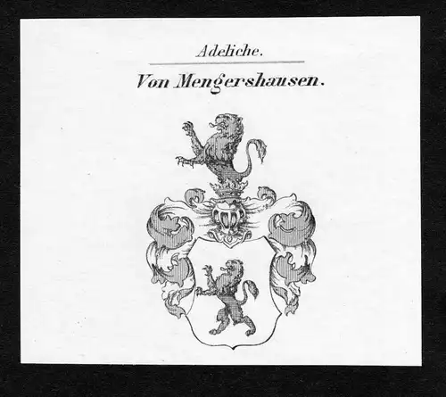 Von Mengershausen - Mengershausen Wappen Adel coat of arms Kupferstich  heraldry Heraldik