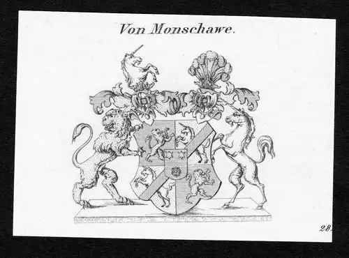Von Monschawe - Monschawe Wappen Adel coat of arms Kupferstich  heraldry Heraldik
