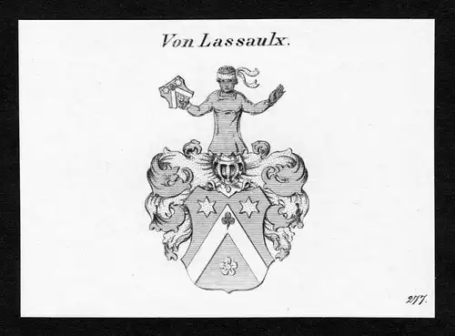 Von Lassaulx - Lassaulx Wappen Adel coat of arms Kupferstich  heraldry Heraldik