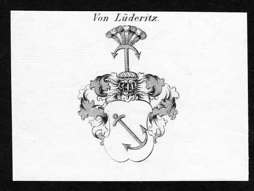 Von Lüderitz - Lüderitz Luederitz Wappen Adel coat of arms Kupferstich  heraldry Heraldik