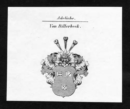 Von Billerbeck - Billerbeck Wappen Adel coat of arms Kupferstich  heraldry Heraldik
