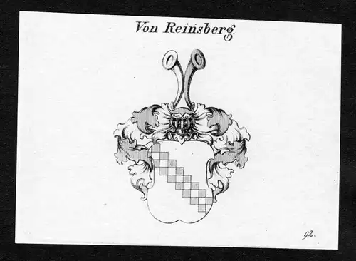 Von Reinsberg - Reinsberg Reinsperg Regensberg Wappen Adel coat of arms Kupferstich  heraldry Heraldik