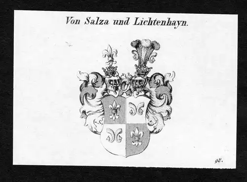 Von Salza und Lichtenhayn - Salza Saltza Lichtenau Wappen Adel coat of arms Kupferstich  heraldry Heraldik