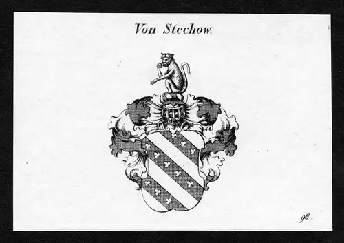 Von Stechow - Stechow Wappen Adel coat of arms Kupferstich  heraldry Heraldik