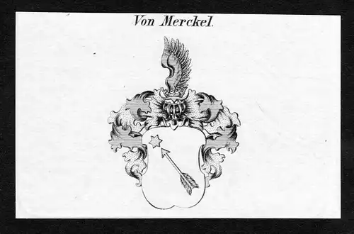 Von Merckel - Merckel Wappen Adel coat of arms Kupferstich  heraldry Heraldik