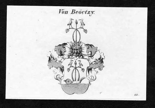 Von Beoctzy - Beoctzy Wappen Adel coat of arms Kupferstich  heraldry Heraldik