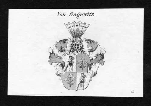 Von Bagewitz - Bagewitz Wappen Adel coat of arms Kupferstich  heraldry Heraldik