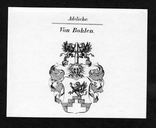 Von Bohlen - Bohlen Wappen Adel coat of arms Kupferstich  heraldry Heraldik