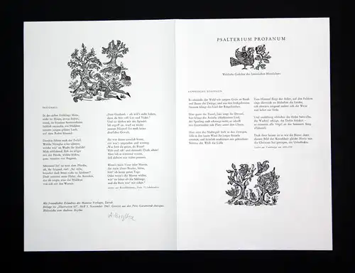 Original-Holzstiche von Andreas Brylka zu Gedichten des lateinischen Mittelalters.