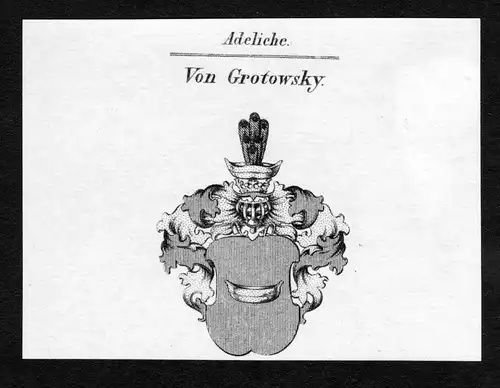 Von Grotowsky - Grotowsky Grotowski Wappen Adel coat of arms Kupferstich  heraldry Heraldik