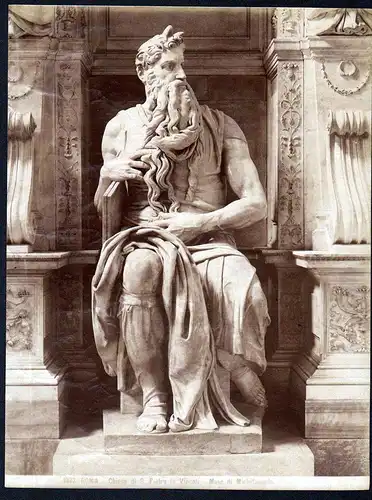Roma Chiesa di S Pietro - Mose Michelangelo scultura chiesa San Pietro albumen Foto photo vintage antique