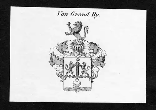 Von Grand Ry - Grand-Ry Wappen Adel coat of arms Kupferstich  heraldry Heraldik
