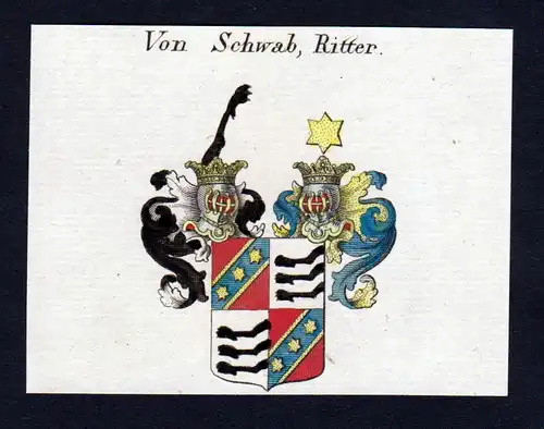 von Schwab - Schwab Wappen Adel coat of arms heraldry Heraldik Kupferstich