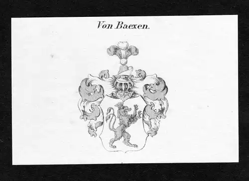 Von Baexen - Baexen Wappen Adel coat of arms Kupferstich  heraldry Heraldik