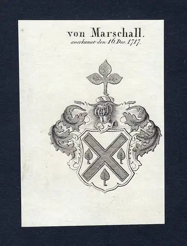 Von Marschall - Marschall Wappen Adel coat of arms Kupferstich  heraldry Heraldik