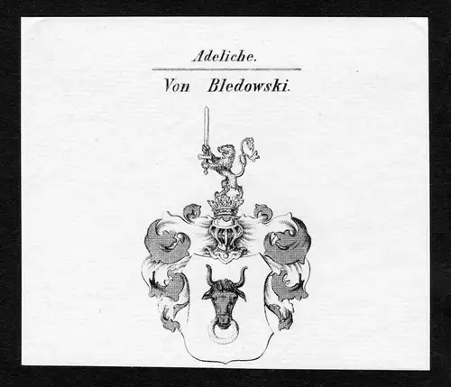 Von Bledowski - Bledowski Wappen Adel coat of arms Kupferstich  heraldry Heraldik